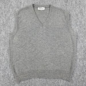 Vintage Jantzen Sweater Vest Mens Large Gray Knit Pullover USA Classic Retro